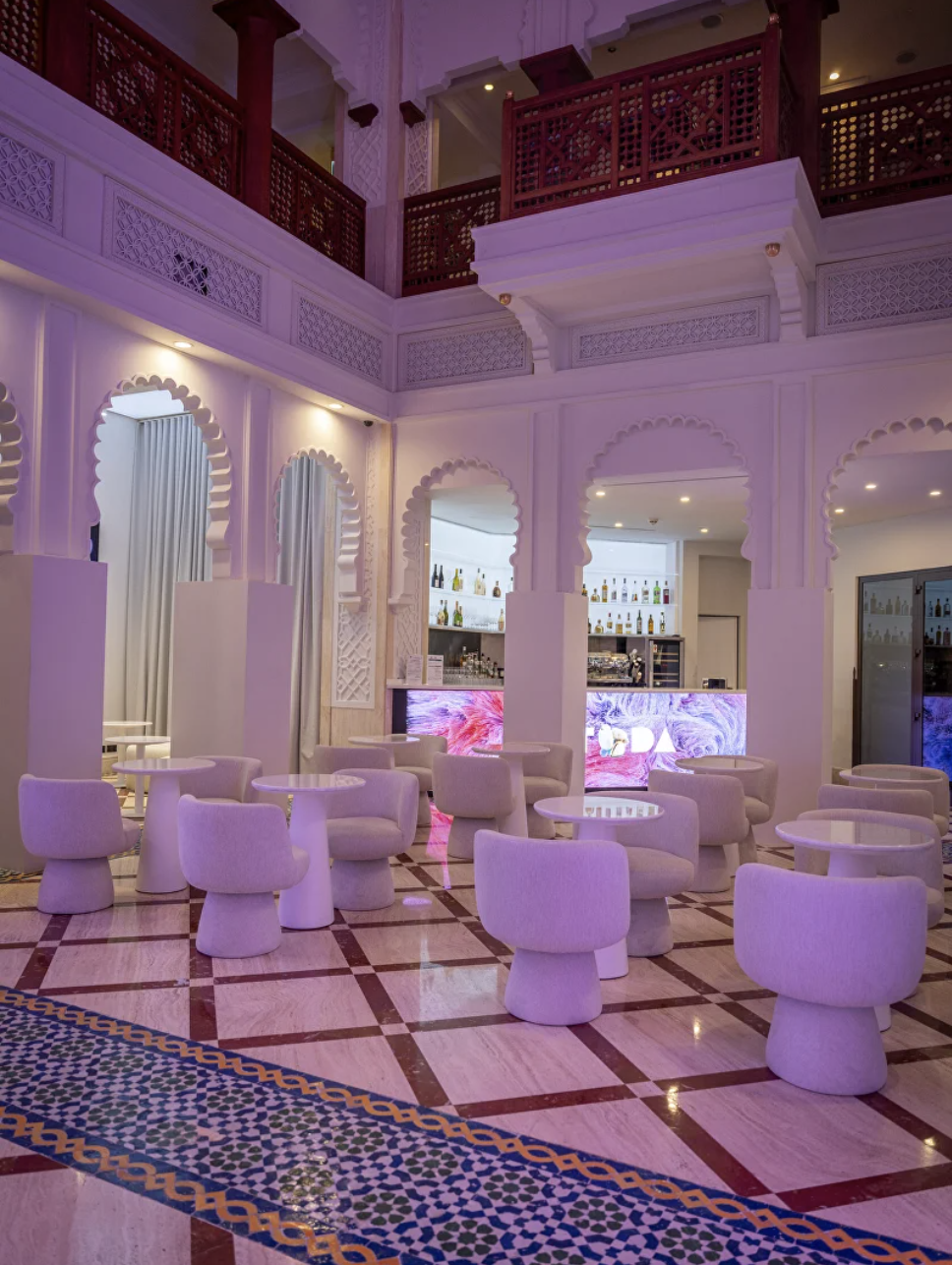 The bar and café lounge at the Theatre of Digital Art