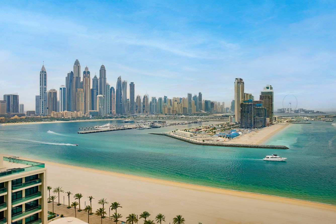 The Dubai Marina skyline seen from the Marriott Resort Palm Jumeirah